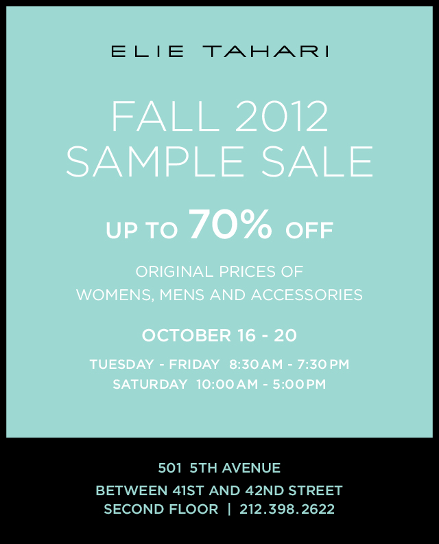 Elie Tahari hosts FALL 2012 Sample Sale