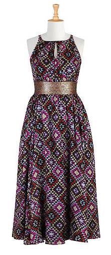 Ikat Silk Sequined Maxi