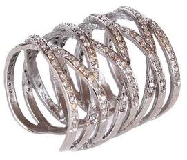 Silver Lattice Ring in White Diamonds